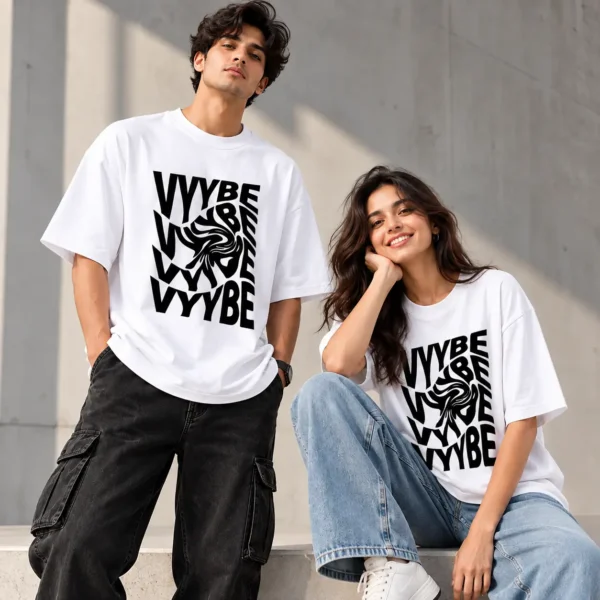 VYYBE Unisex Oversized White T-Shirt | Premium Cotton Streetwear
